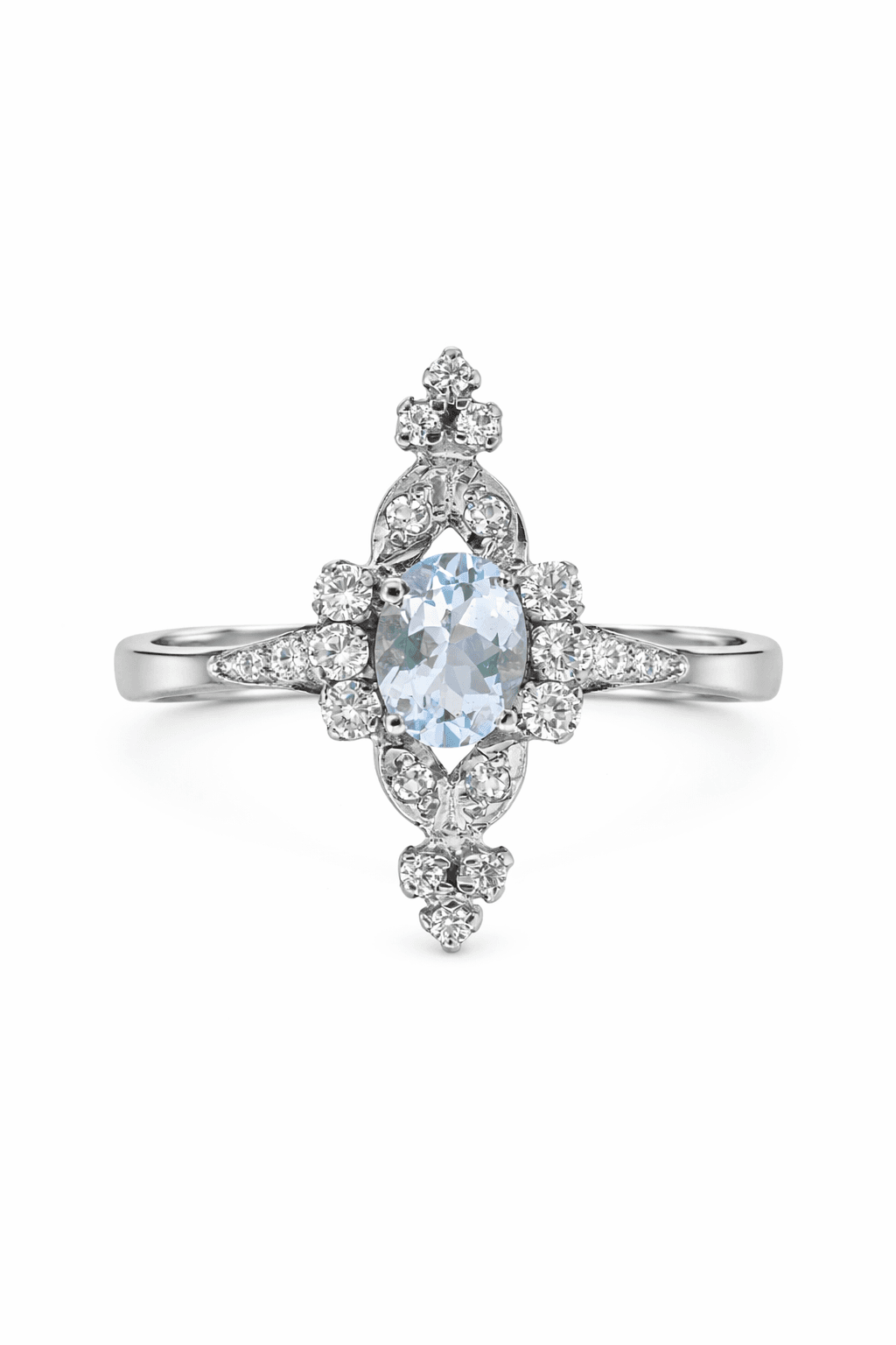 Victorian Aquamarine Starburst Heirloom Ring