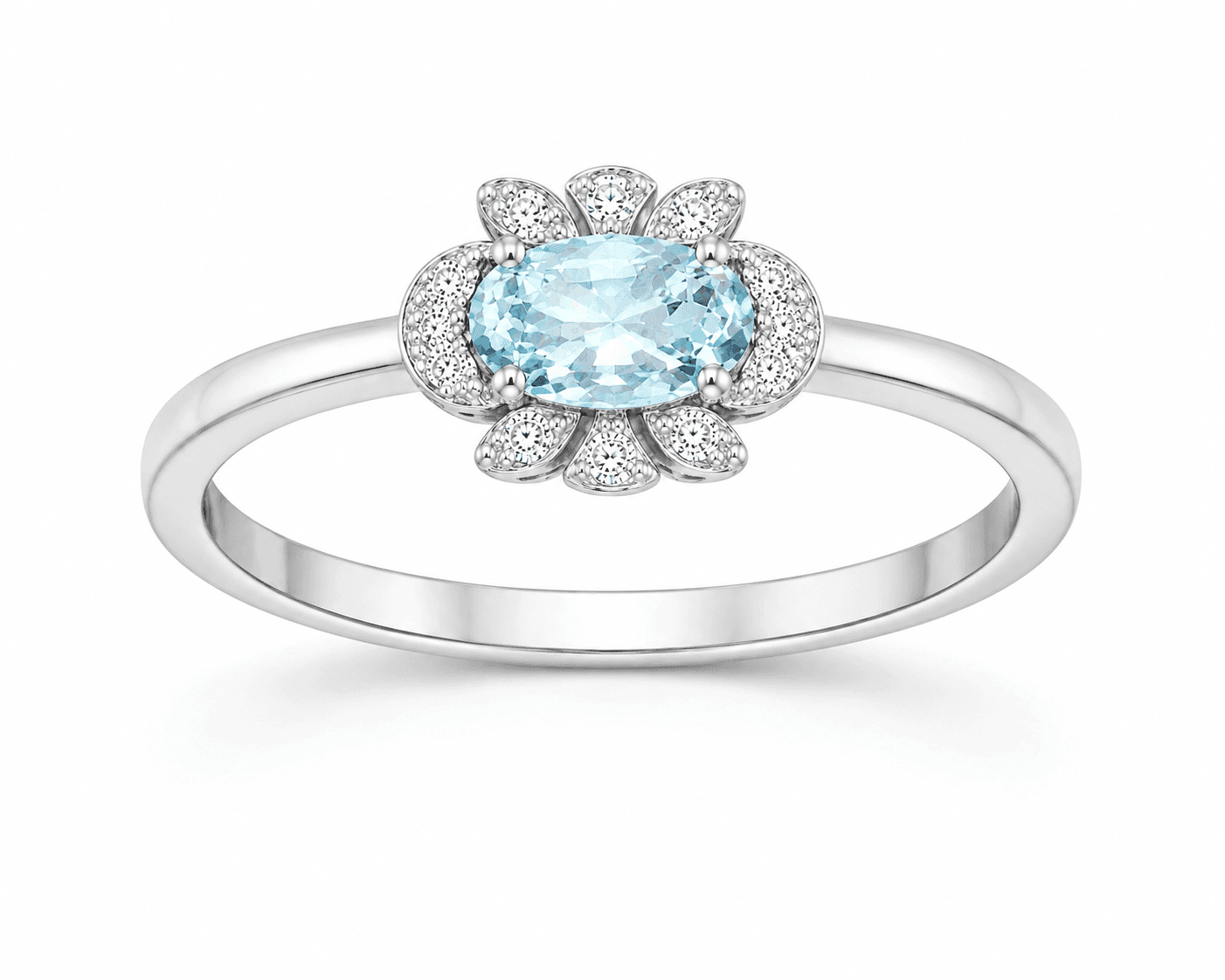 Luminous Aquamarine Floral Aura Ring