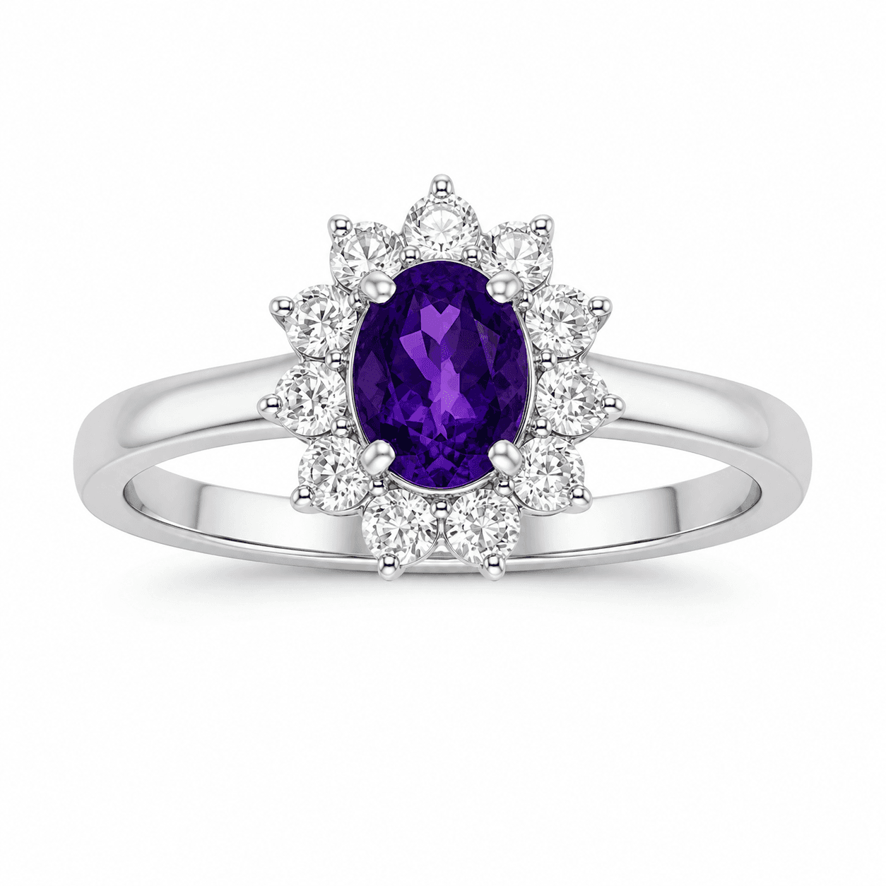 Amethyst Royal Blossom Halo Ring