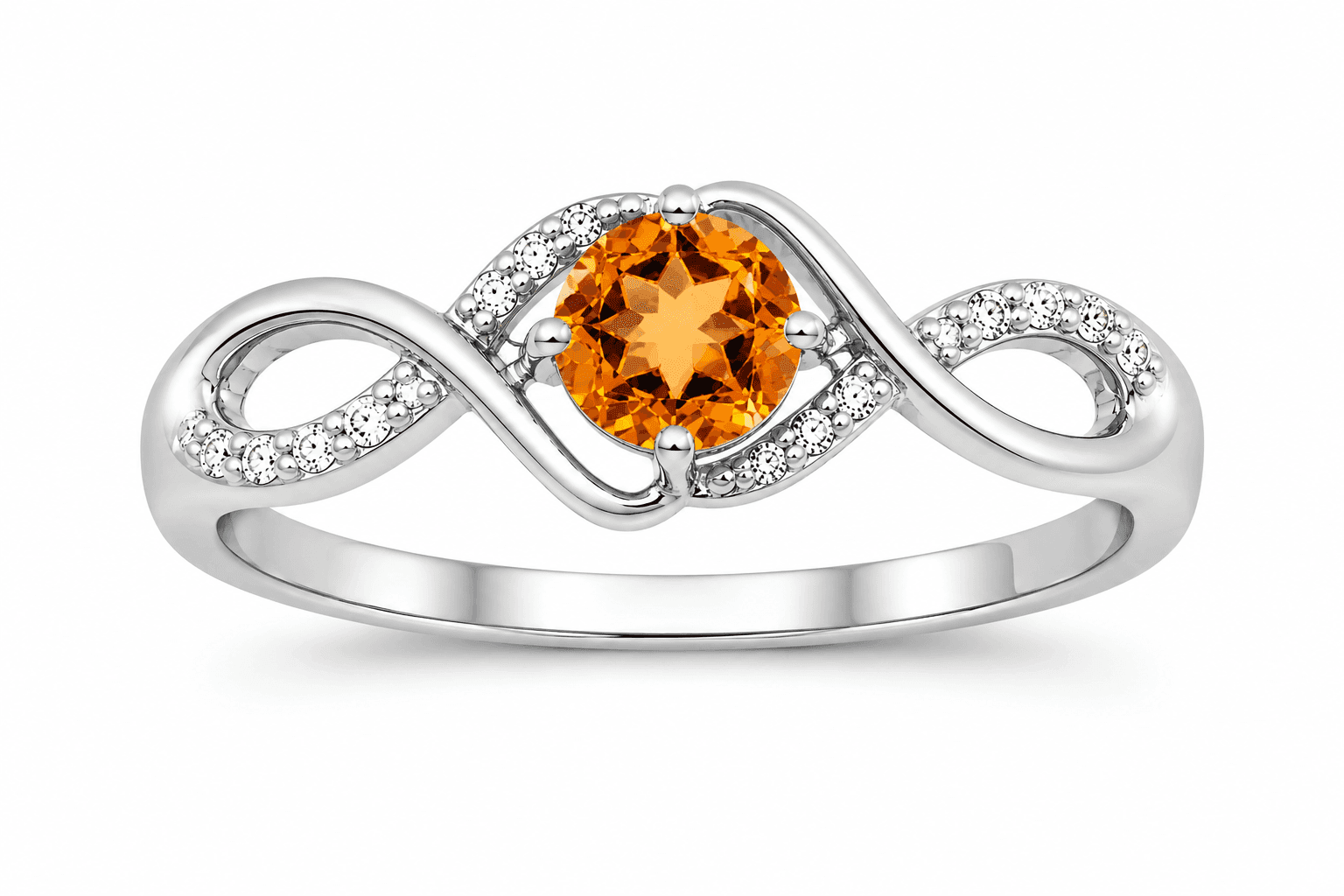 Golden Citrine Wavy Infinity Ring