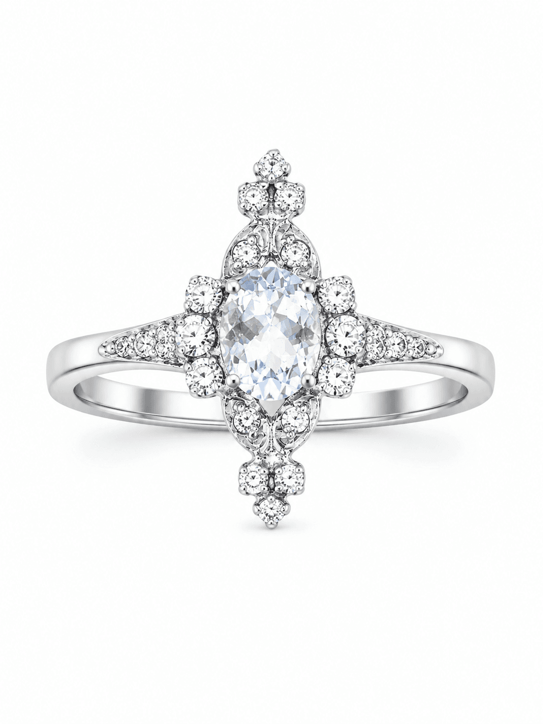 Victorian Aquamarine Starburst Heirloom Ring
