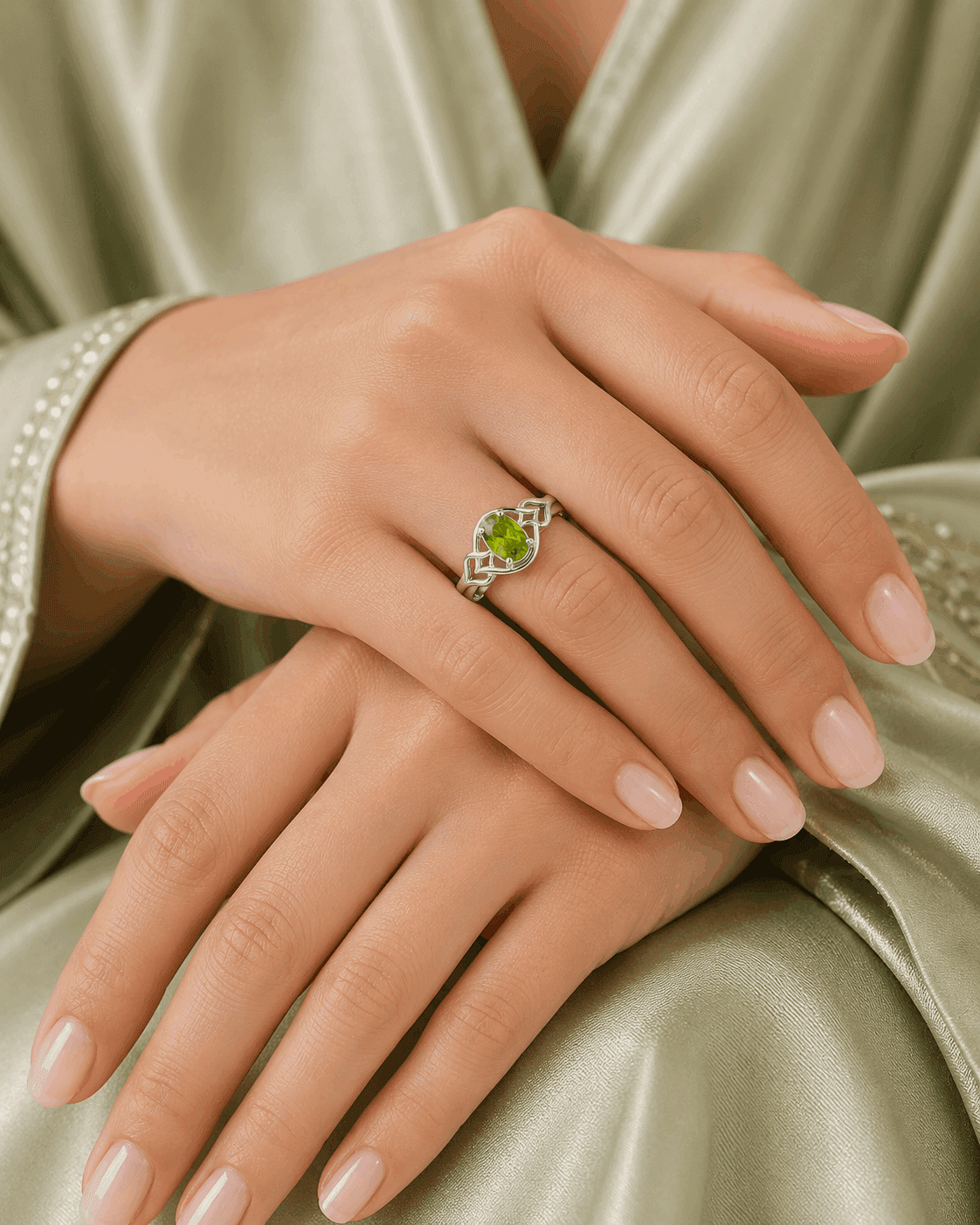 Vibrant Peridot Ivy Filigree Ring alternate view