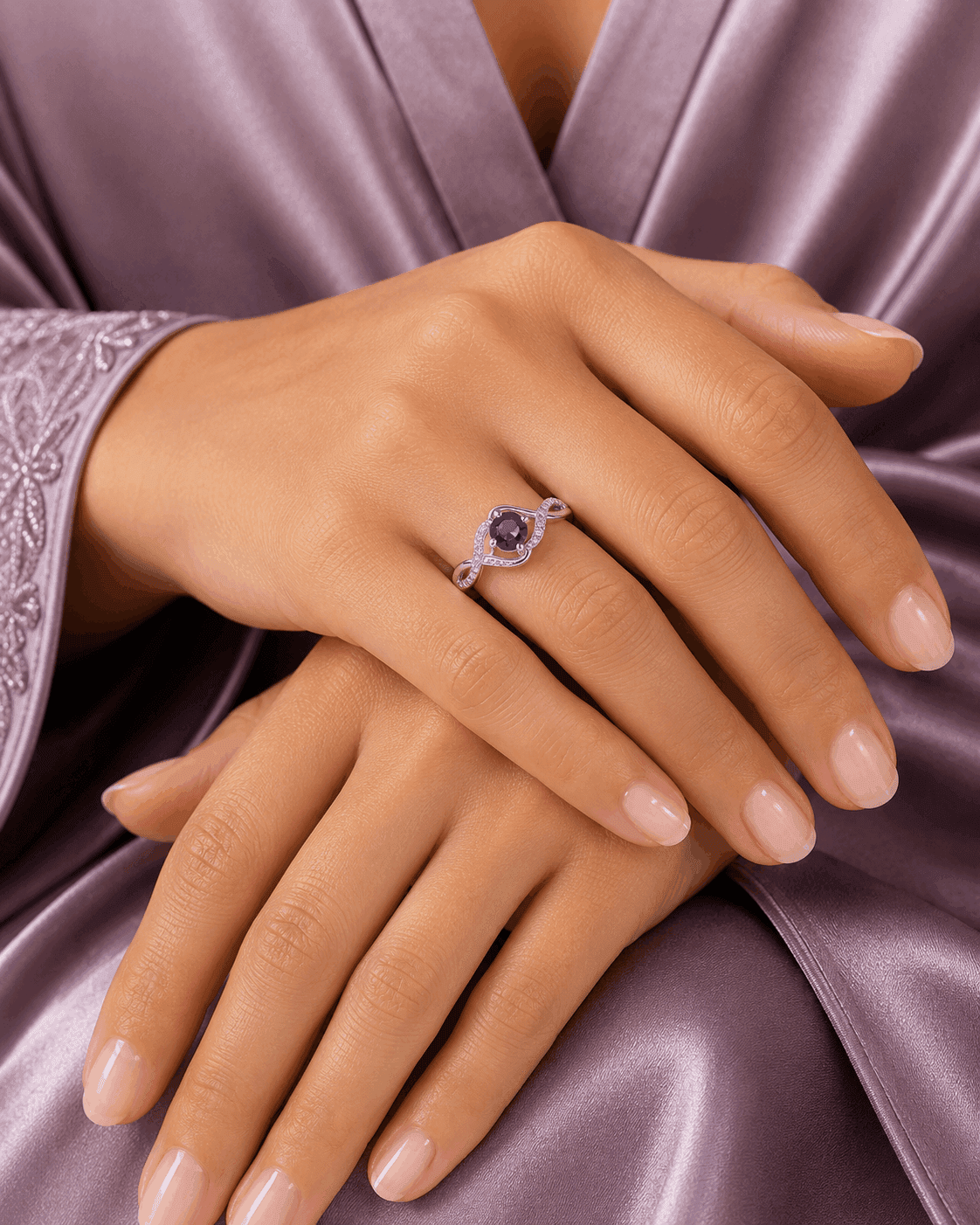 Violet Amethyst Wavy Infinity Ring alternate view