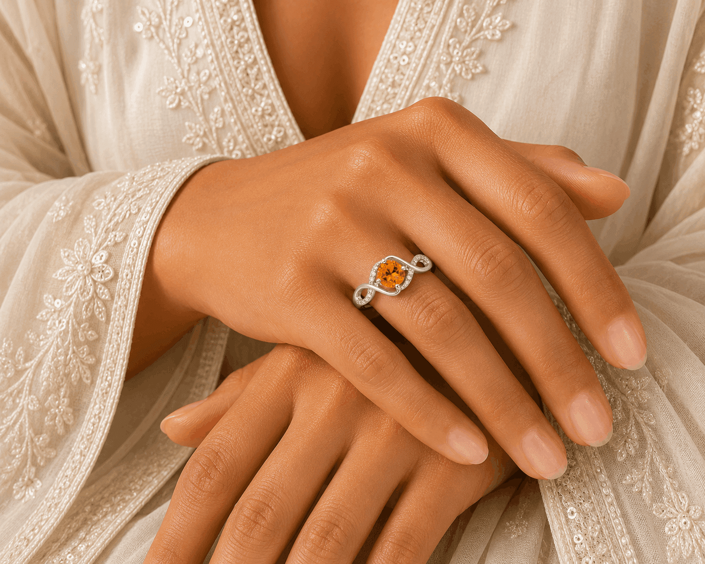 Golden Citrine Wavy Infinity Ring alternate view