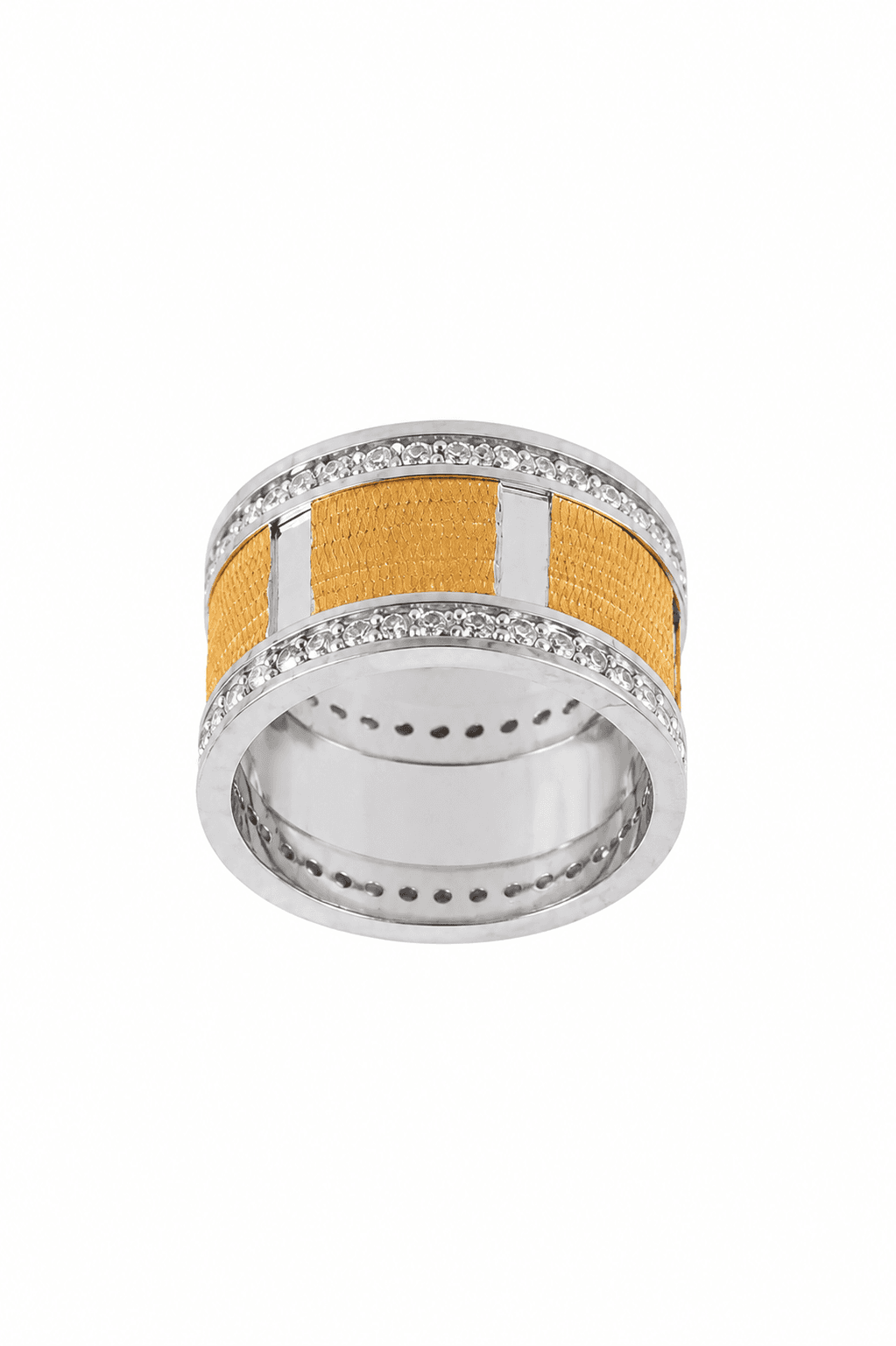 Two Tone Sterling Silver Wide Band Ring view 1