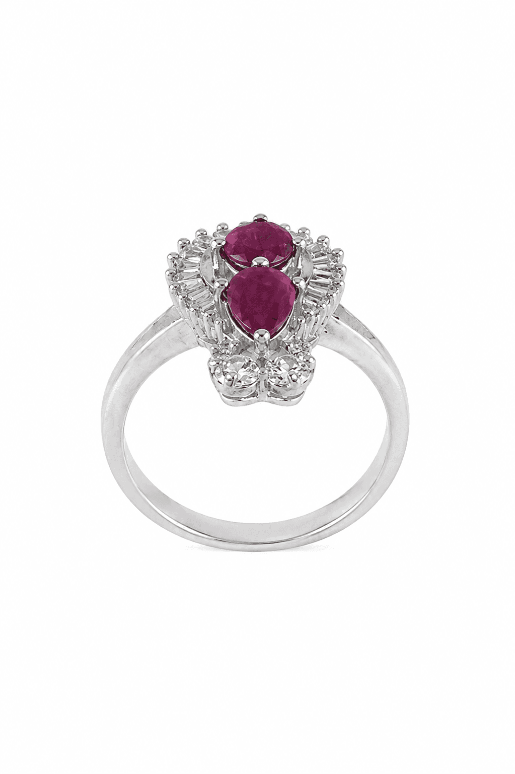 Ruby Double Stone Sterling Silver Ring view 1