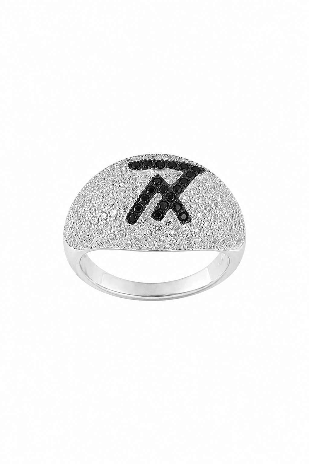 Black & White CZ Sterling Silver Ring view 1