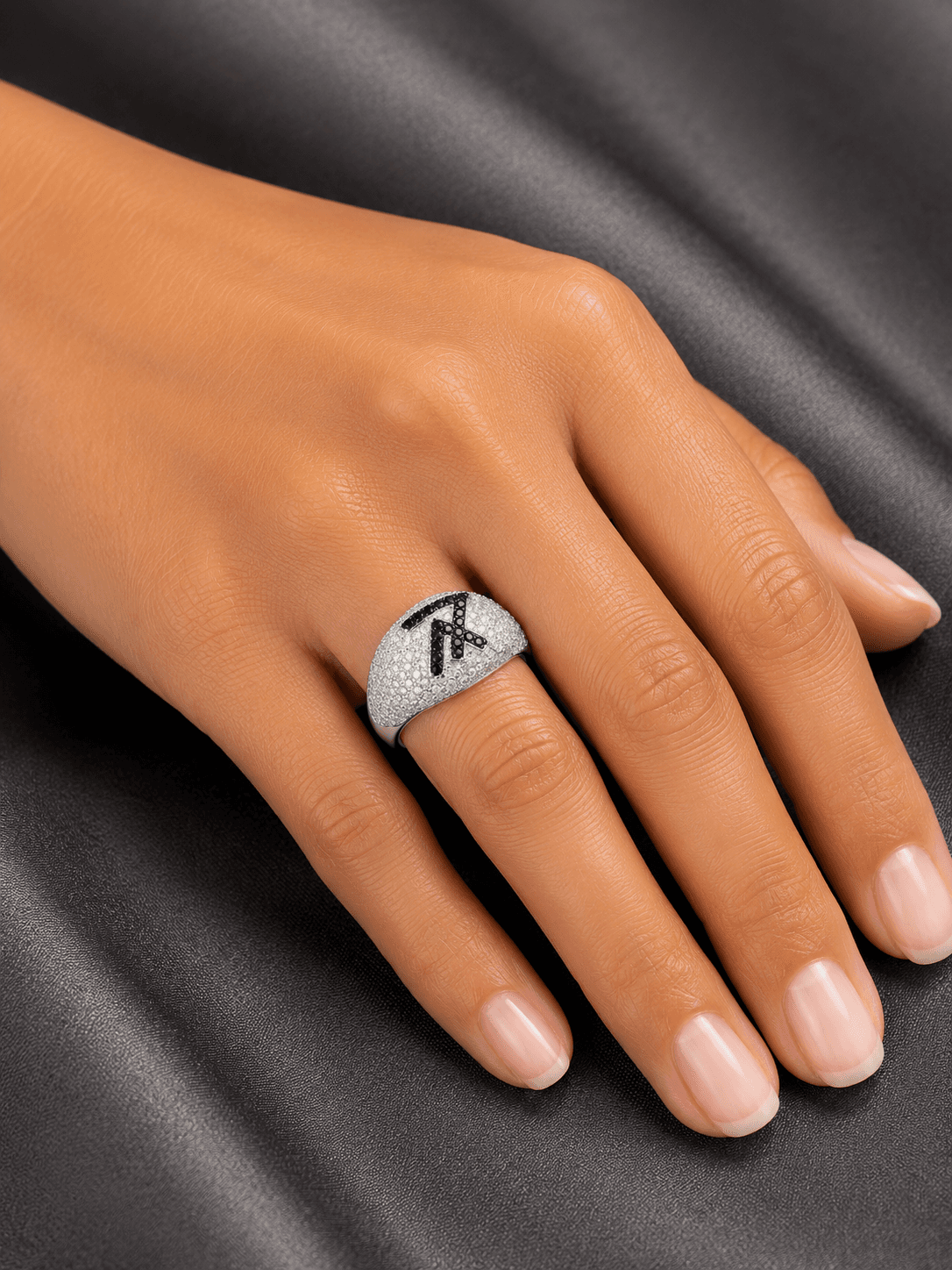Black & White CZ Sterling Silver Ring view 2