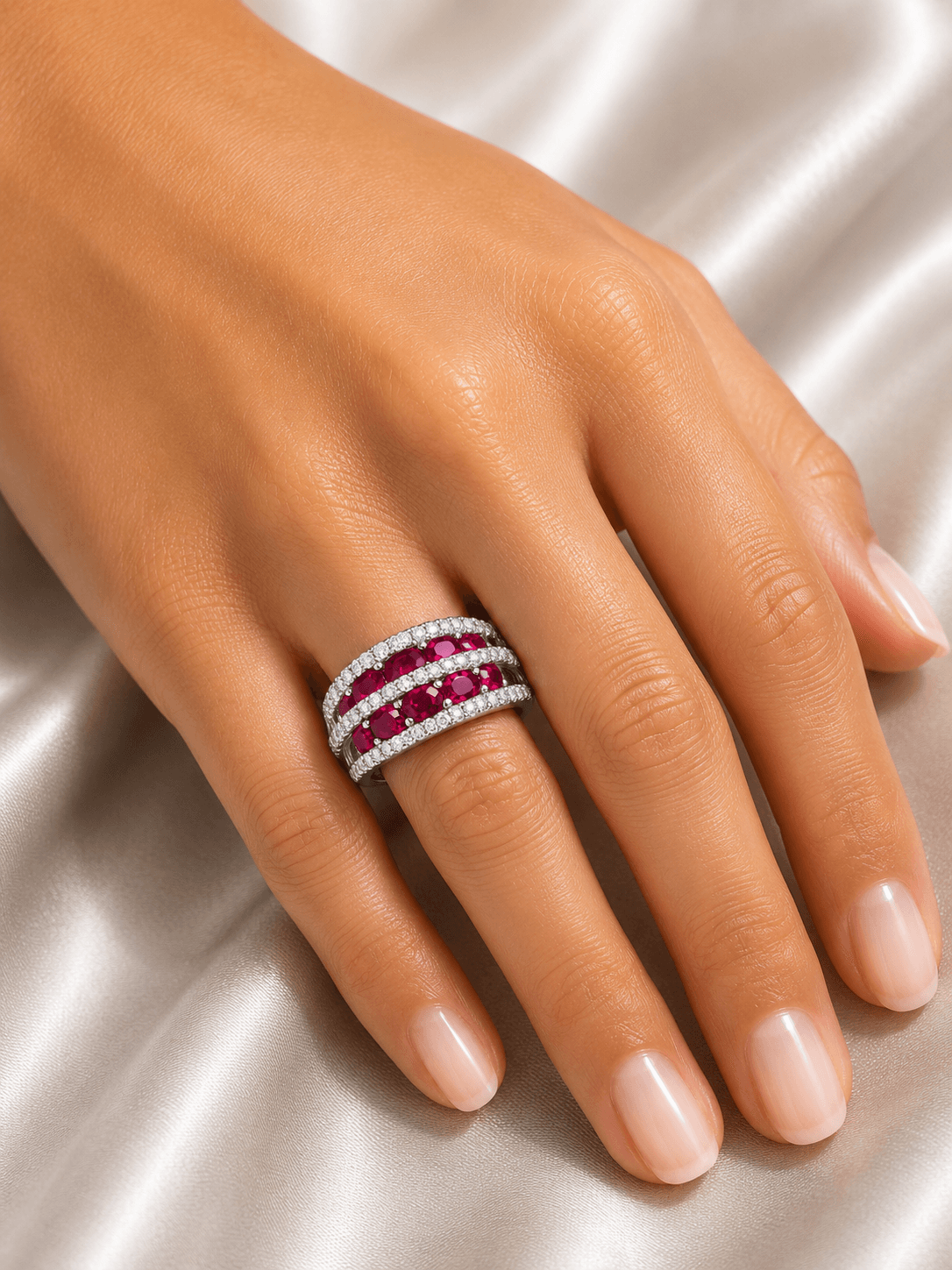 Raspberry Royale Eternity Silver Ring alternate view