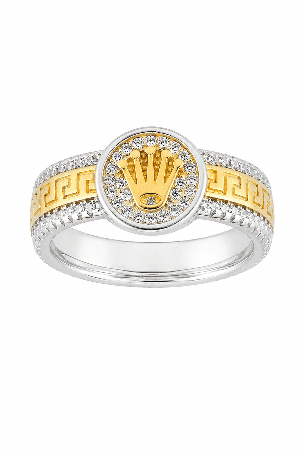 Royal Crown CZ Ring| Premium Two-Tone Silver & Gold Ring view 1