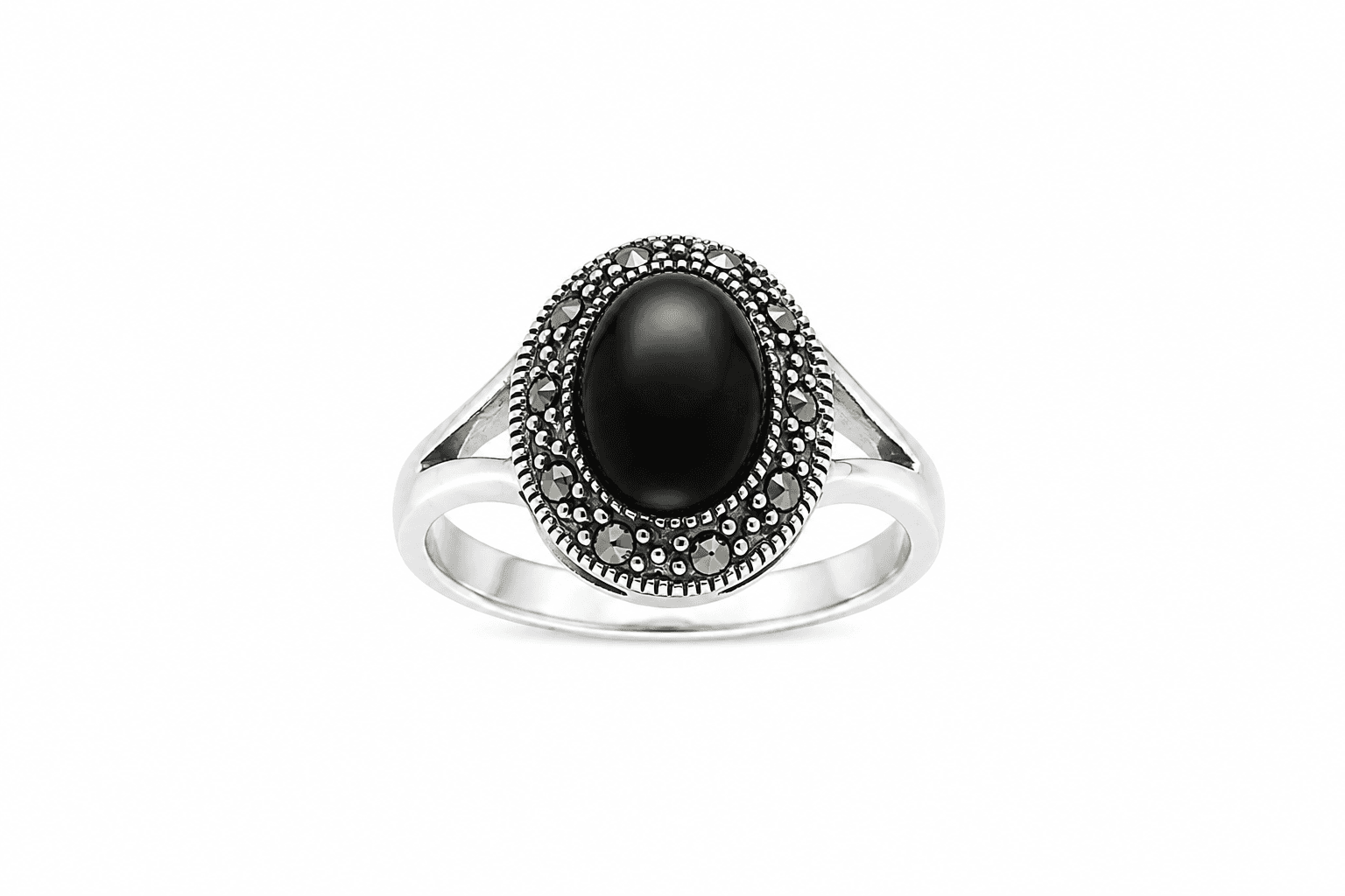 Black Onyx Oxidized Silver Statement Ring