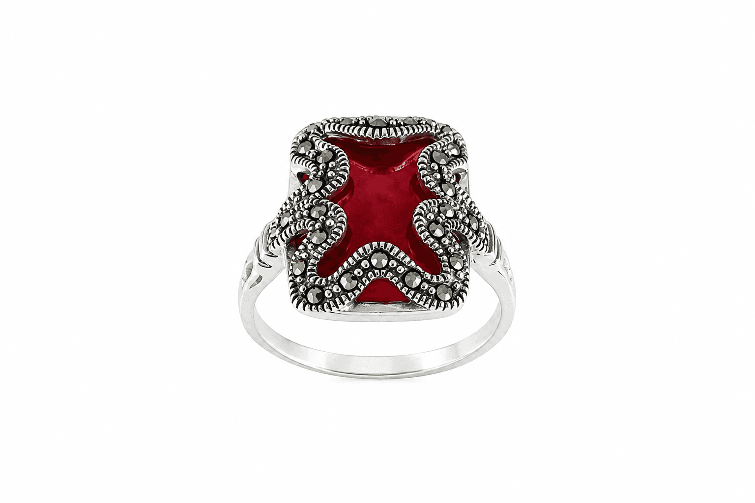 Royal Red Gemstone Silver Ring