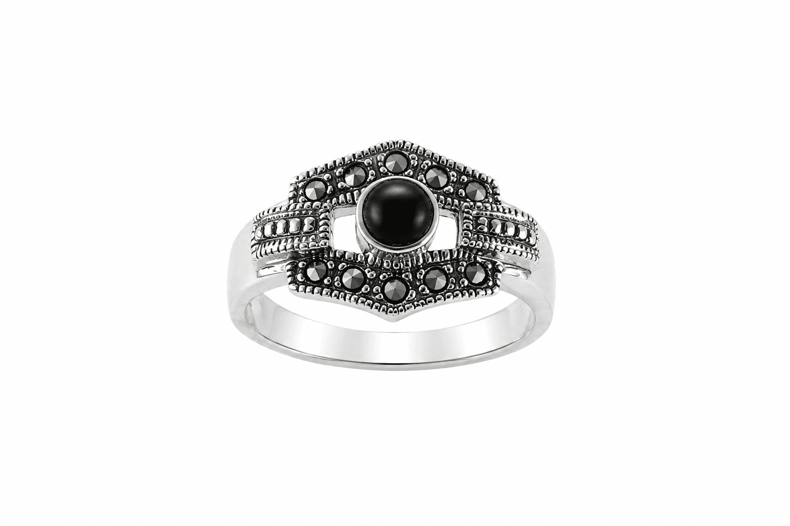 Vintage Black Onyx Silver Ring