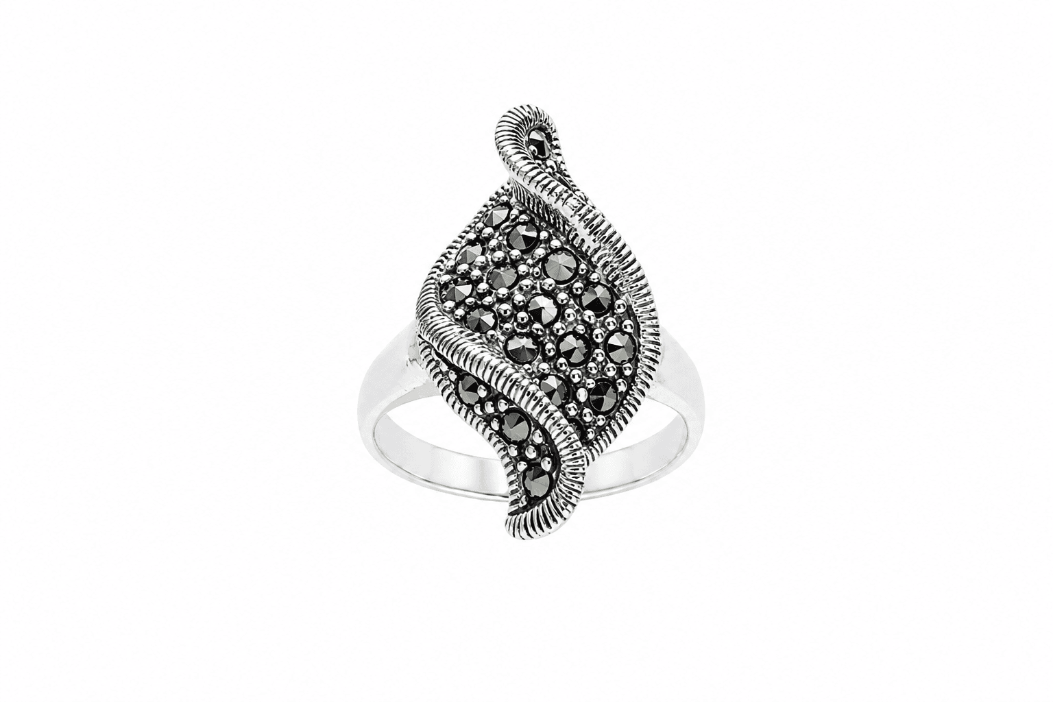 Silver Marquise Filigree Statement Ring